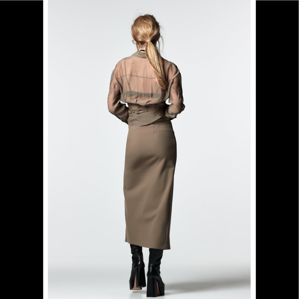 Zara deep split brown skirt